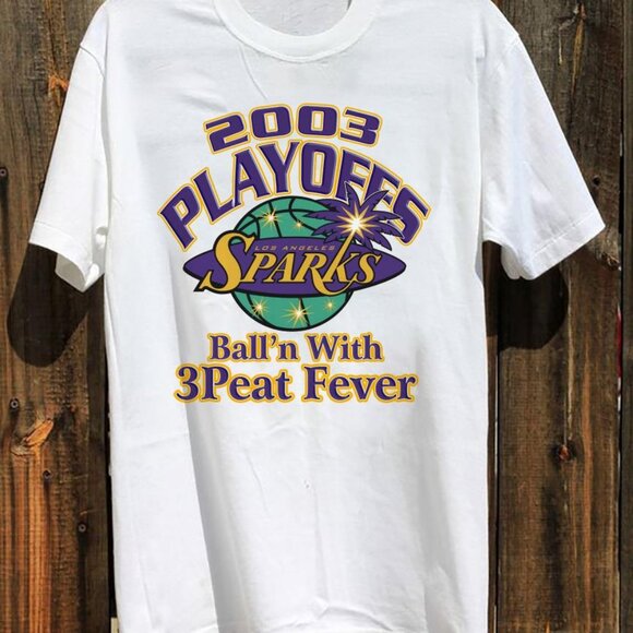Tops - Los Angeles Sparks 2003 Balln With 3peat Fever Vintage Shirt Tee PM